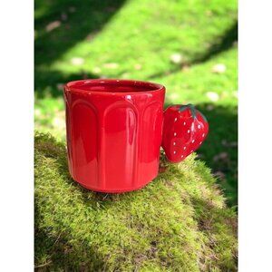 New Red Summer Cute Strawberry Coffee Tea Mug W/ Strawberry Handle Gift